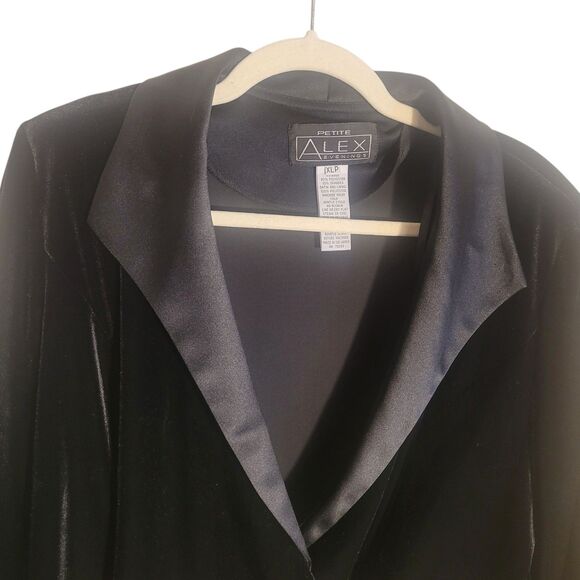 Alex Evenings Velvet Blazer Jacket Women's Petite XL Black 3/4 Sleeve Formal - Picture 3 of 9
